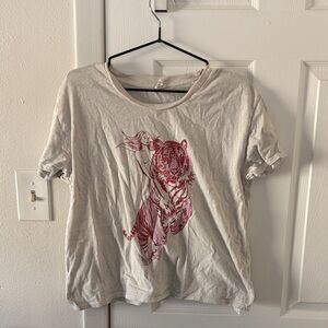 Thread Hippie CA Vintage White Woman & Tiger Graphic Tee - Size M
